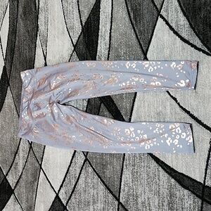 JUSTICE GRAY GOLD SHINE LEOPARD PRINT LEGGINGS